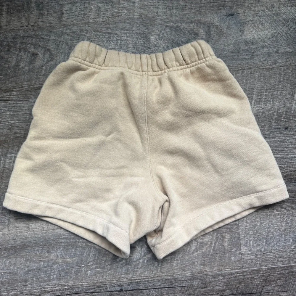 Fear of God Essentials Kids Sweat Shorts Small Tan Beige Relaxed Fleece Logo